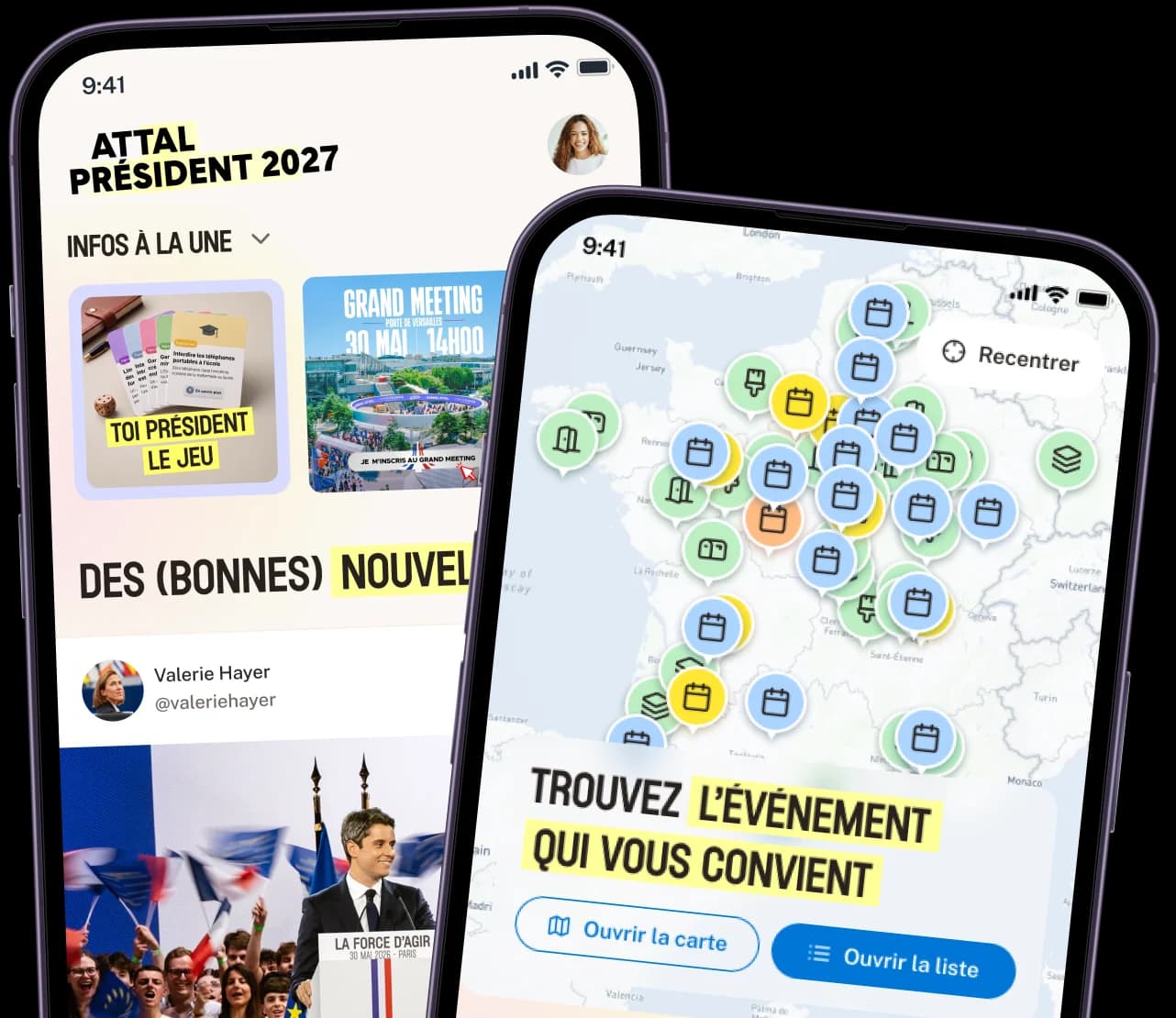 Aperçu de l'app campagne